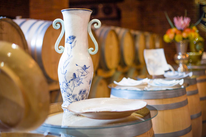 Lisa Ringwood, coiled clay painted with slips and oxides, Fynbos vase