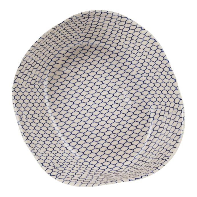 Small Blue Oval Mesh Print Bowl, R225