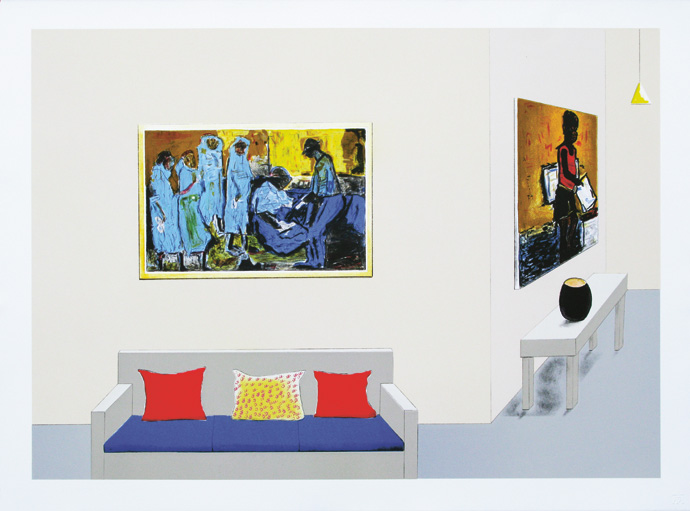 Tribute to Ephraim Ngatane by Sam Nhlengethwa, 11-colour lithograph, 49,5 x 69 cm, edition size 50, R9 930.