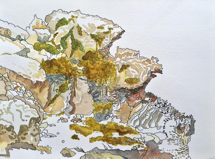 Daniel Maggs Sea Cliff 2016 Ink and watercolour on paper 22,5 x 28 cm