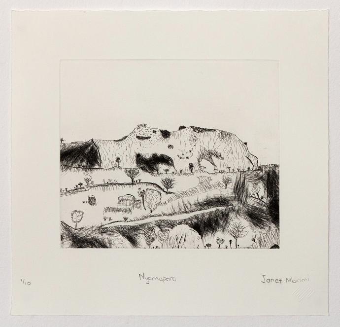 Janet Mbirimi Nyamupara 2015 Hard ground etching on Zerkall Intaglio 250gsm Ed 10 25.3 x 26.6cm