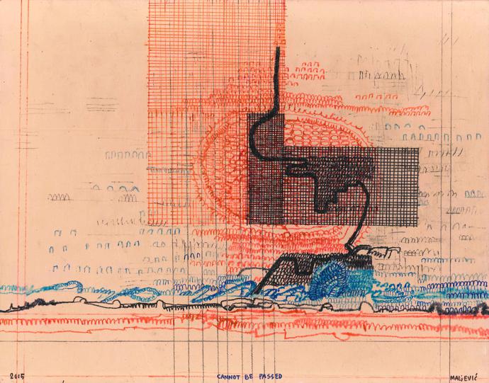 Maja Maljevic Cannot be Passed 2016 mixed media 30.5 x 37.5cm