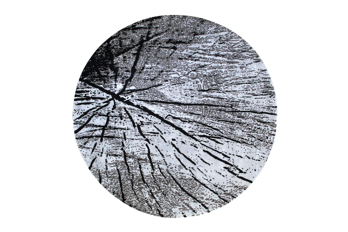 Gonsenhausers Wood Design Black and Silver Round Rug R4