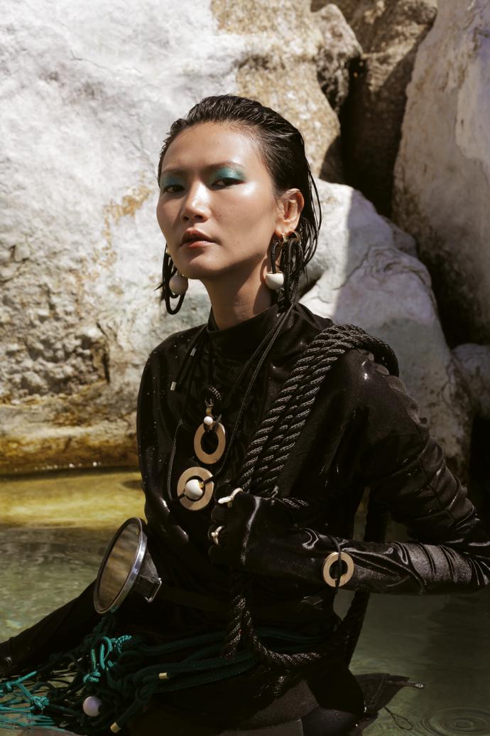 Enso A and B earrings. Hokusai earrings. Sabi pearl pendant. Jing pendant