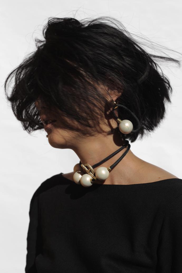 Enso B earrings. Kannon wrap pendant