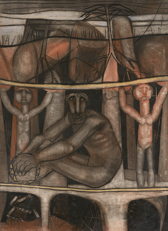 Louis Maqhubela –
 Exiled King | conté on paper | 130.5 x 95 cm | Image: Repro Pictures