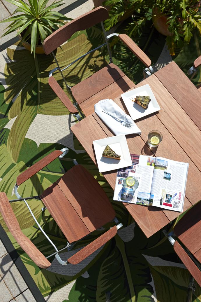 The patio, sandwiched between the Stable Suites and the restaurant, is the perfect spot to relax with a refreshing drink and a good read.