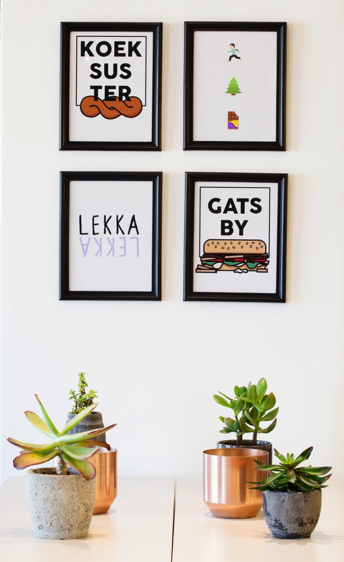 Giving the interior a light-hearted local  avour are these specially framed prints from online shop Superbalist.