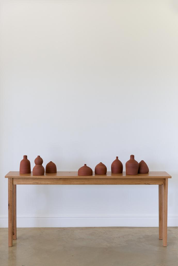 Van Dienste Tafel, a table in oak, R13 500, and a selection of ceramics called Klei.