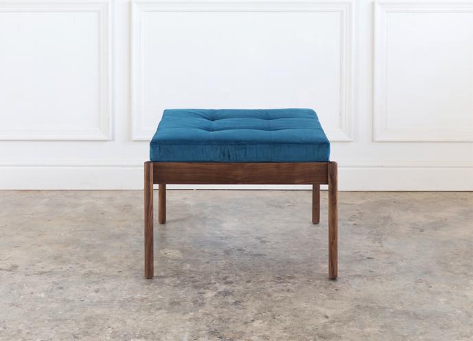 Square Franc Ottoman in Peacock Blue.