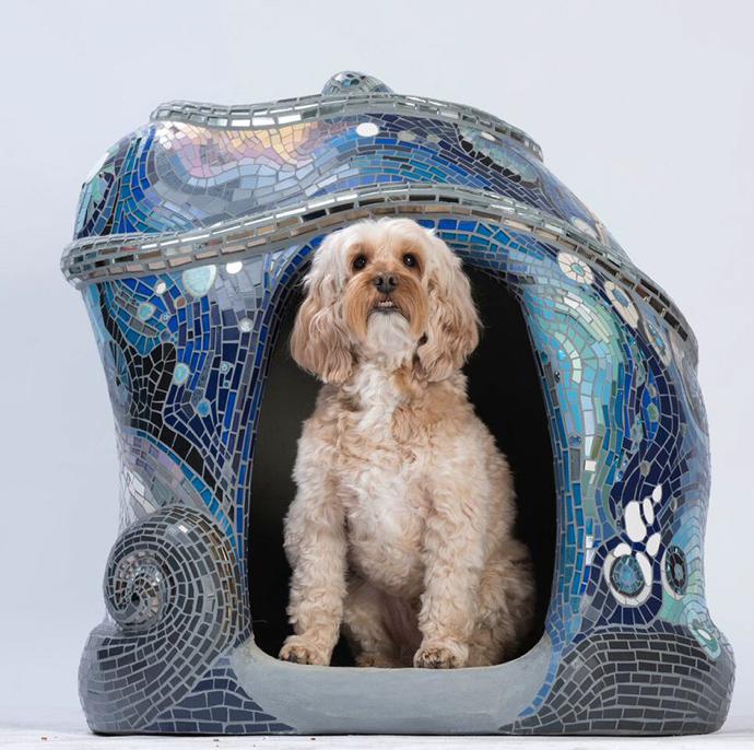 Dog house by Tamara Froud of Mosaic Art. 