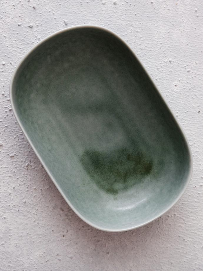 ReiRABO Oval Plate (M - spring mint green) by yumiko iihoshi porcelain, R500. Hand-glazed oval-shaped porcelain plate with high edges. yumiko iihoshi porcelain specialises in simple, understated, everyday ceramics for home or restaurant use. Items can be mixed and matched individually.