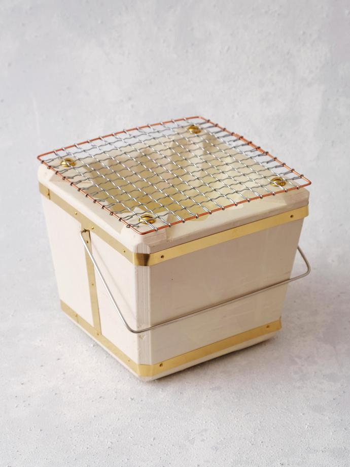 Square Shichirin (17 cm) by Noto Nenshouki, R1 150. Shichirin are traditional Japanese portable coal stoves used for cooking food at the table, or outside. They are sometimes also referred to as 