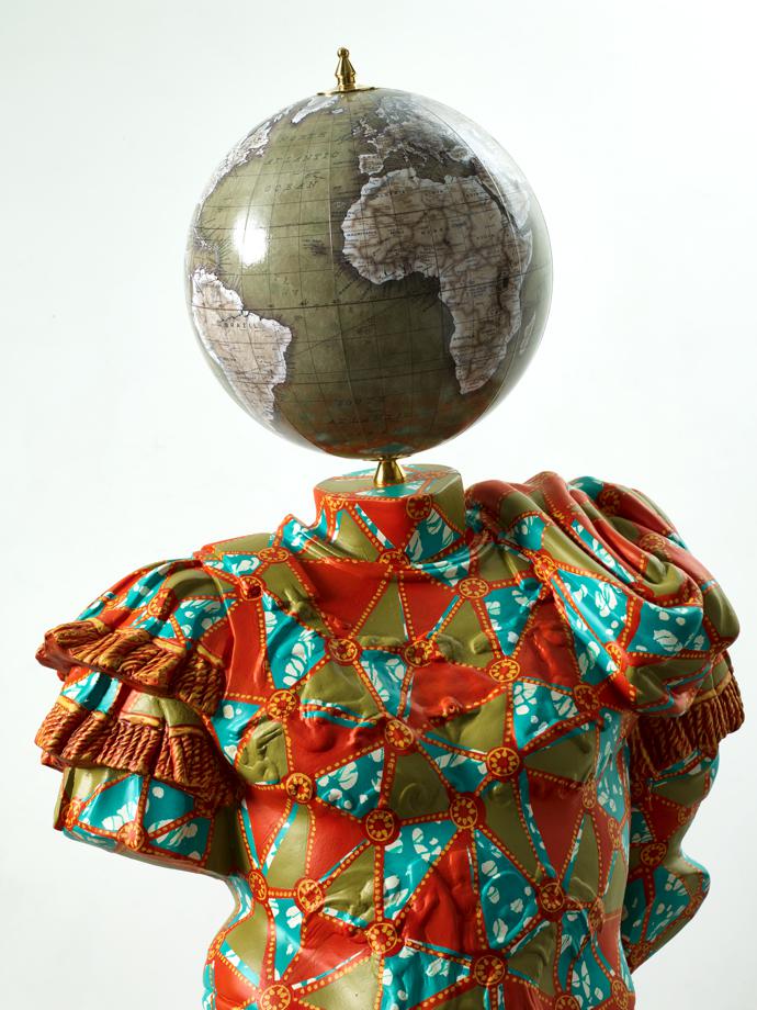 Julio-Claudian, a Marble  Torso of Emperor, 2018. Fibreglass sculpture,  hand-painted with Batik  pattern.