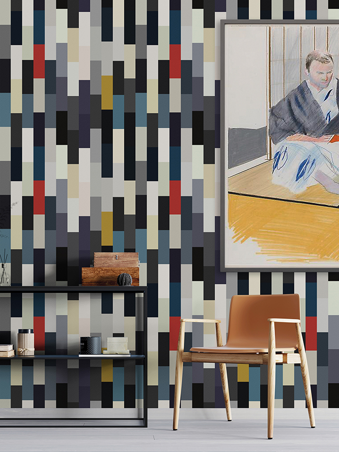 Contemporary Interior with empty wall for mockup, shelf with arm