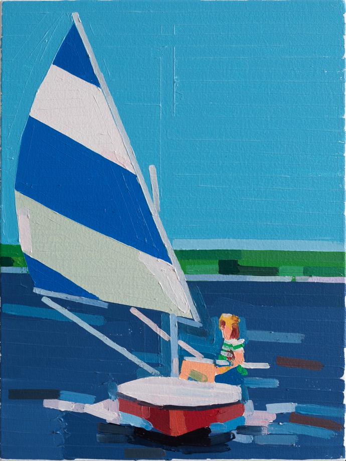 Teenager On Boat. 2019, oil on canvas.