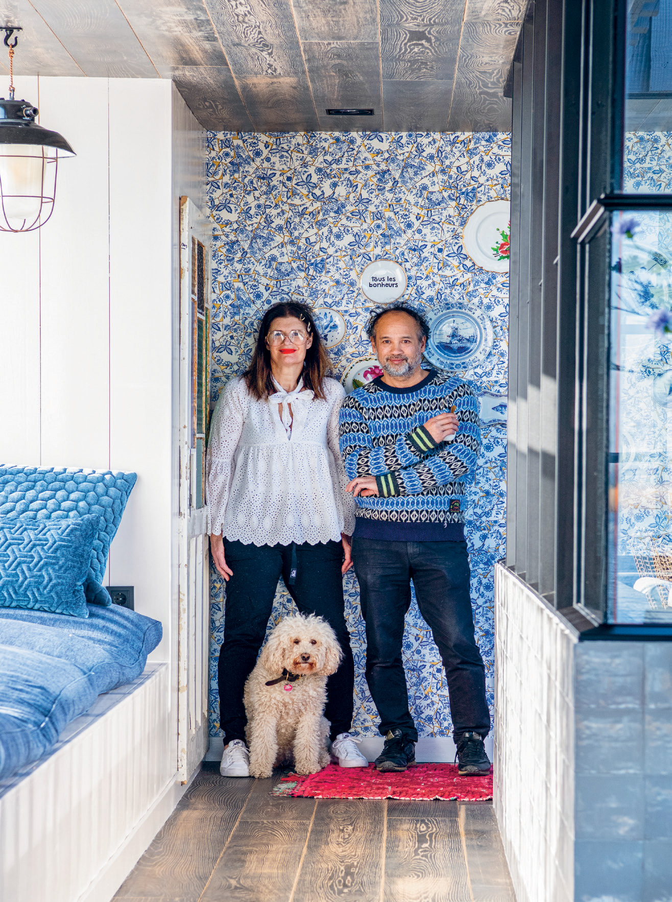 Owner Eleonora with partner Erwin and their dog, Loulou.