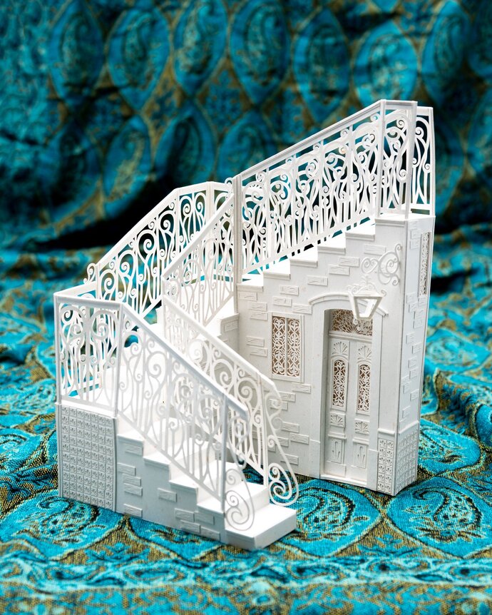 “Forgotten Places – Remembered“ (2022), paper sculptures, 20 x 20 centimeters