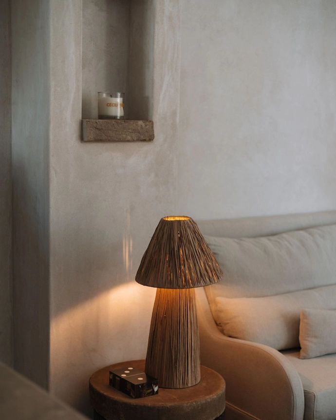 Vrede Apartment by Matter Studio – close up of the lamp in the lounge