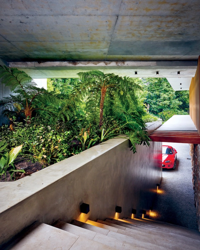 Located on a forested Bishopscourt hill, the contemporary residence uses every opportunity to bring the outside in.