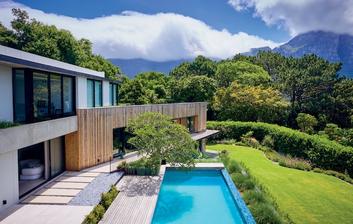 Wrapping around its Table Mountain view, the facade is characterised by eccentric geometry.