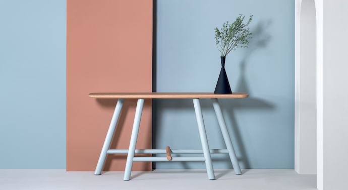 The Stok console table is available in Ash (natural or colour), Oak and American Walnut finishes, as well as two-tone options.