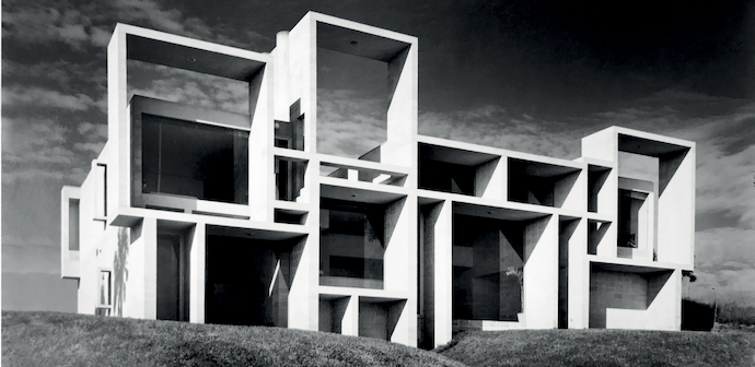 Its distinct, three-dimensional east-facing facade overlooks the Atlantic Ocean at Ponte Vedra Beach in Florida.