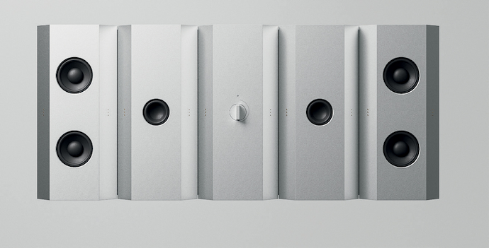 The prototype Pentatonic speaker by industrial design studio All Design Lab is folding tech in possibly 
one of its best expressions. Made from five aluminium panels, it opens up into a variety of shapes, so you can change how it looks and how it projects sound, depending on your space. Fold it up, and it snaps into a neat pentagon – easy to carry, and built to last. It’s a speaker that adjusts itself to the way you live your life. 