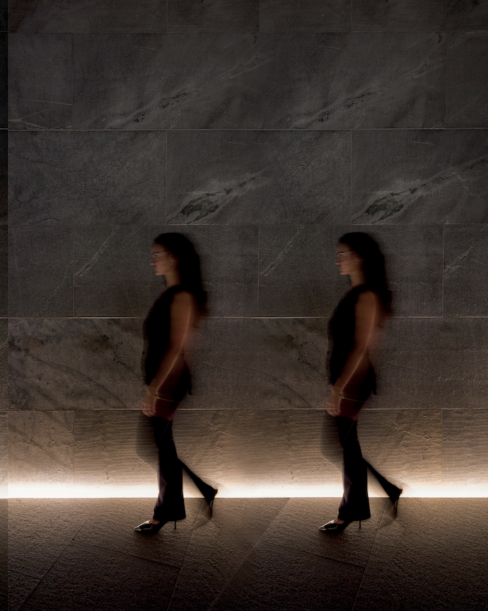 What makes the lighting at Project Beyond by SAOTA and ARRCC particularly powerful is how it emanates 
from the ground up rather than from the ceiling down, creating a striking effect.