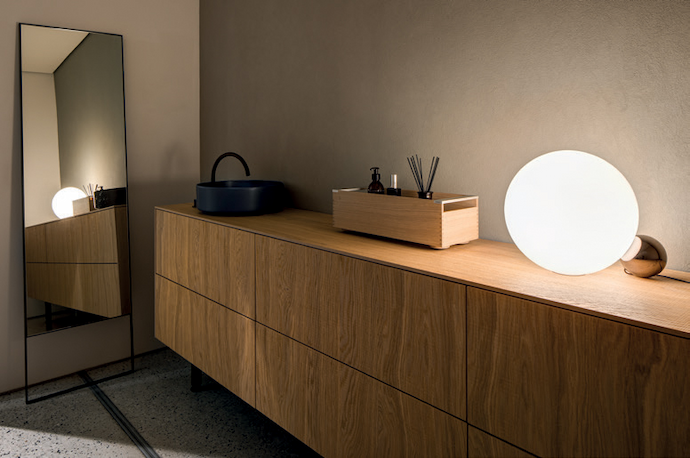 A tranquil room at Domum’s retail space features ambient lighting that simulates sunlight, and can be adjusted throughout the day.