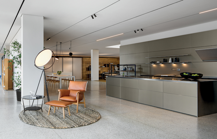 The Domum showroom by Three14 Architects breaks from conventional retail lighting with carefully positioned pools of light.