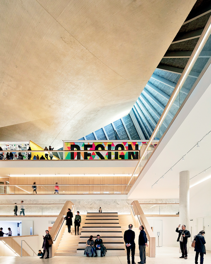 Designed by John Pawson, the multi-level atrium of The Design Museum in Kensington is a user-friendly exhibition space that also houses the museum shop.