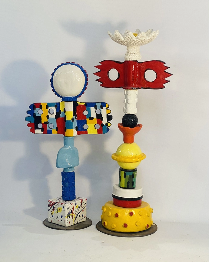 'Holy-Roller' and 'Groovin up Slowly' sculptures by Carin Dorrington