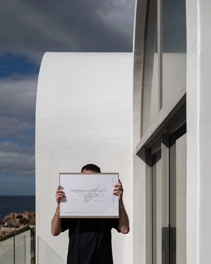 Art imitating life in a drawing by architect Lorenzo Nassimbeni.