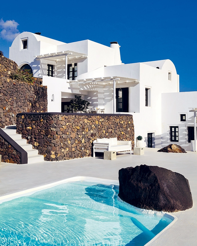 The owner of Aenaon Villas – a former engineer – has thrown his heart and know-how into the property, cleverly maximising every inch of available space. Villa Elidami is at the property’s summit, its terrace overlooking the main lounge.