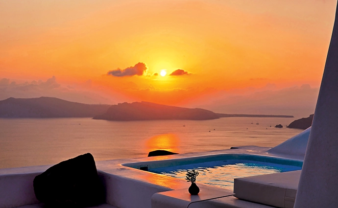 Sunset from Villa Elidami, which also features its own plunge pool.