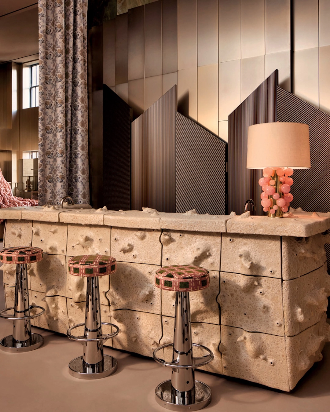 The bar in the Boudoir at Printemps, created with artist William Coggin.