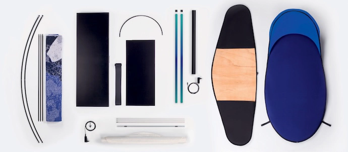 Panter & Tourron’s Tense collection, laid out in unassembled pieces;