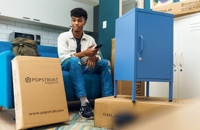 Popstrukt specialises in easy-to-assemble pieces, such as the colourful Sugar Cube sidetable.