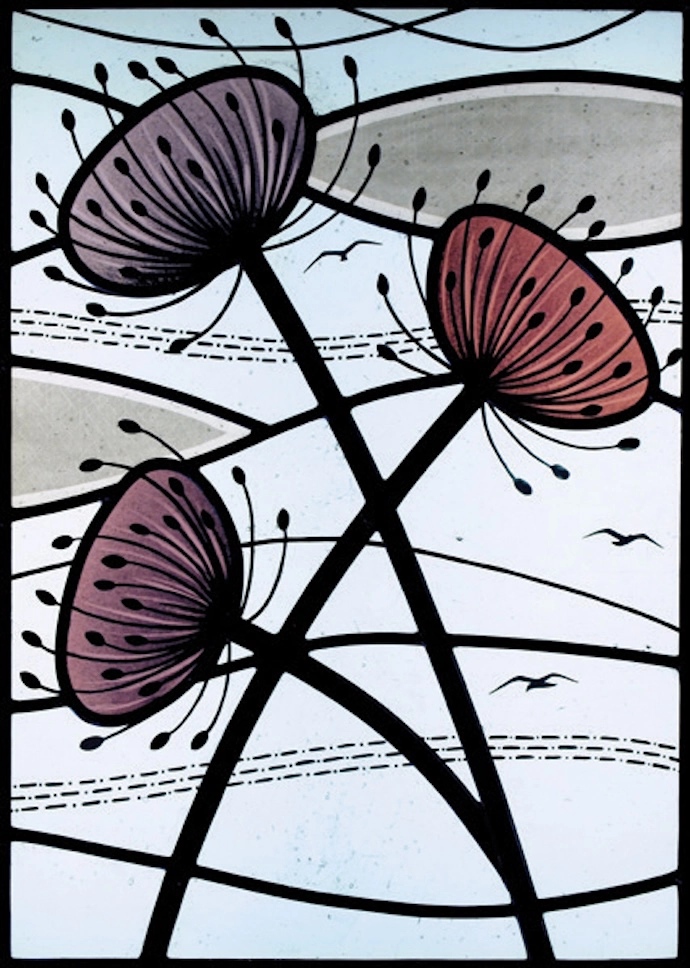 Dorset-based artist Flora Jamieson’s Agapanthus Seed Head windows bring a contemporary elegance to stained-glass artistry.