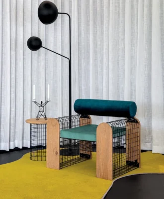 MeshMash occasional chair and sidetable.