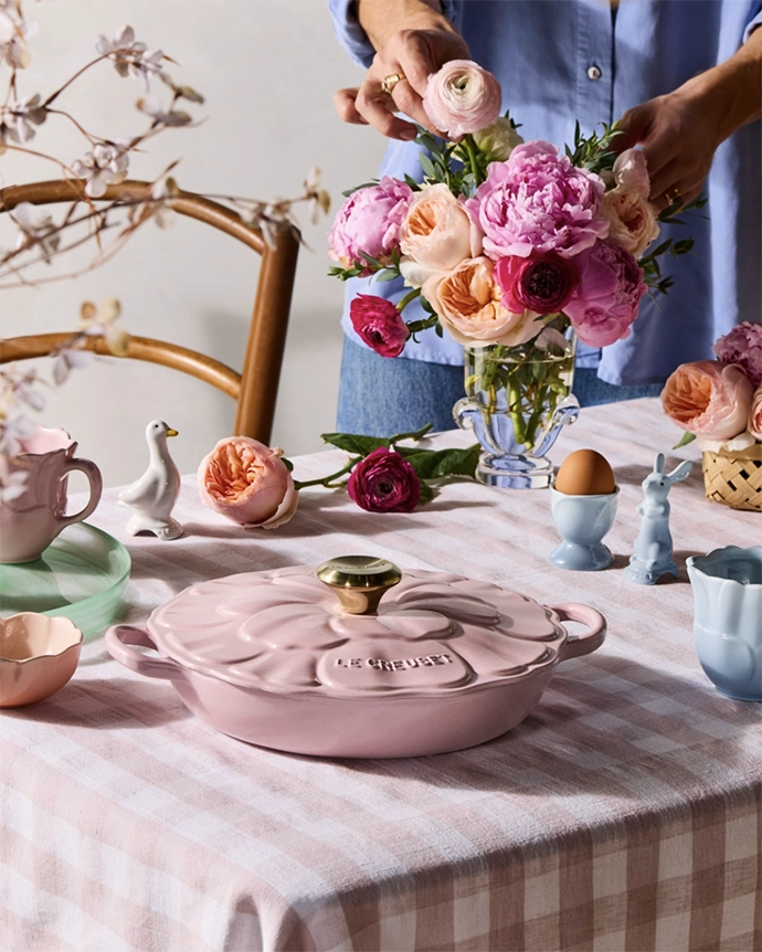Le Creuset's new Petal Collection, inspired by French anemone petals, brings floral flare to its iconic range.