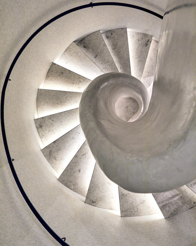 The spiral staircase inside The Cole’s spa.