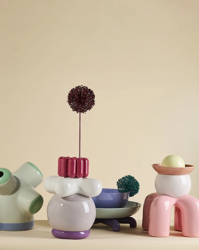 Italian ceramics brand Bosa celebrated their 50th anniversary at Salone with a joyful range that would be at the front of the party’s conga line. Designed by Elena Salmistraro, they were inspired by the plant world and especially succulents.