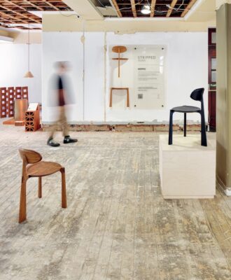 On the first floor of the Cape Town Furniture Week 2026 Festival Hub in St Georges Mall, the Koppie chair by Stripped Collective and Tom Lead.