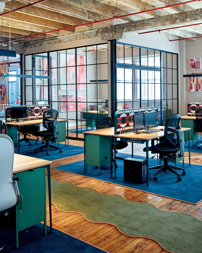 Desks by Desktopia, patterns by Glorinah Mabaso, rugs by Yudo.