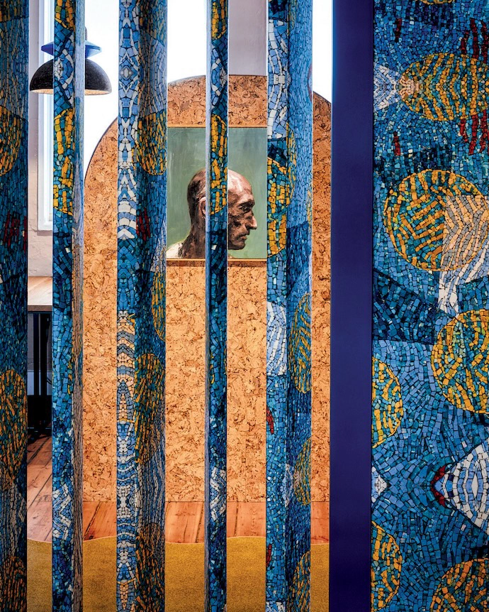 Cork panels and light by Wiid Design, art supplied by Spier Arts Trust, portrait by Johan Louw.