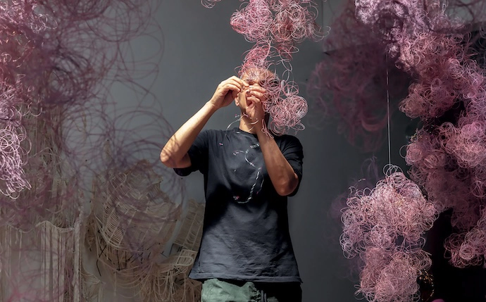 Blank Projects artist Igshaan Adams maintains a busy studio in Woodstock.