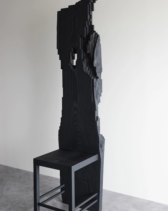 From Japanese duo Toshitaka Ando and Takuya Shiotsuki of Verce Studio is this striking high-backed chair made from chestnut wood.