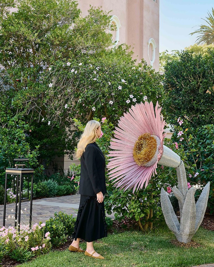 The sculpture garden includes work by Walter Oltmann